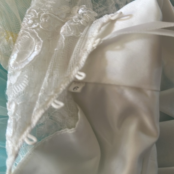 White $Blue Floral Tulle Dress with lace,    Appliqués rhinestones and p… - Picture 8 of 9